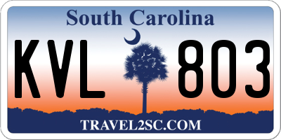 SC license plate KVL803