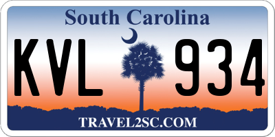 SC license plate KVL934
