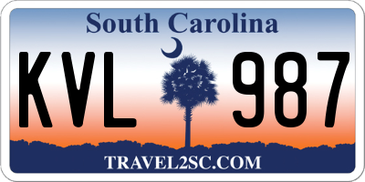 SC license plate KVL987