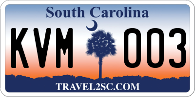 SC license plate KVM003