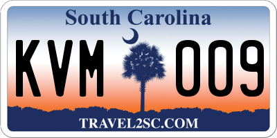 SC license plate KVM009