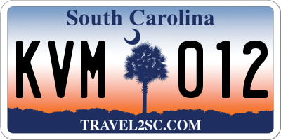 SC license plate KVM012