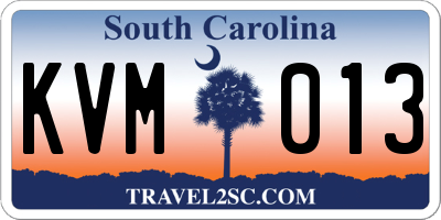 SC license plate KVM013