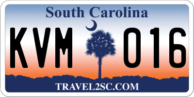 SC license plate KVM016