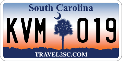 SC license plate KVM019