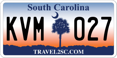 SC license plate KVM027