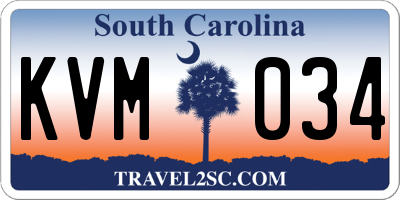 SC license plate KVM034