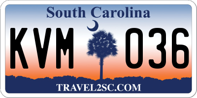 SC license plate KVM036