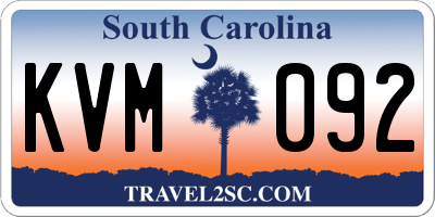 SC license plate KVM092