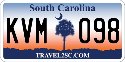 SC license plate KVM098