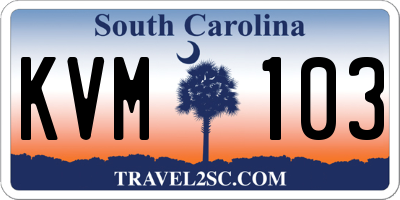 SC license plate KVM103