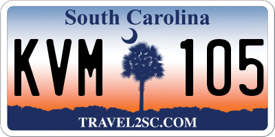 SC license plate KVM105