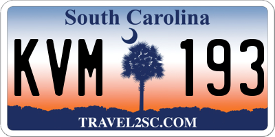 SC license plate KVM193