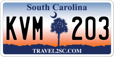 SC license plate KVM203