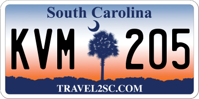 SC license plate KVM205
