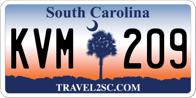 SC license plate KVM209