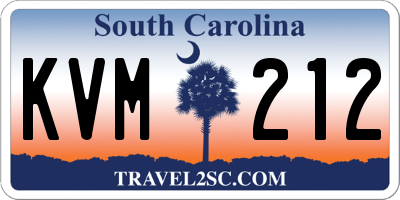 SC license plate KVM212
