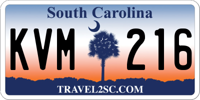 SC license plate KVM216