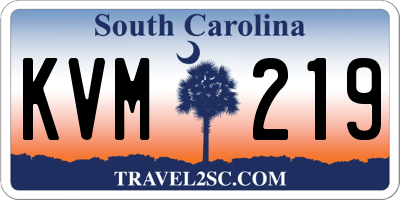 SC license plate KVM219
