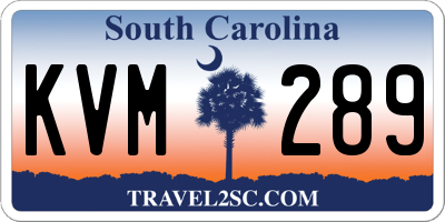 SC license plate KVM289