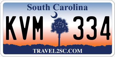 SC license plate KVM334