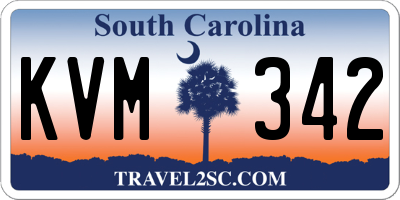 SC license plate KVM342