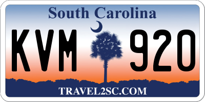 SC license plate KVM920
