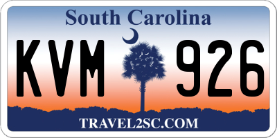 SC license plate KVM926
