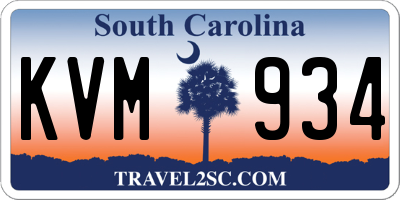 SC license plate KVM934