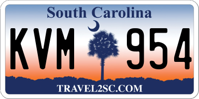SC license plate KVM954