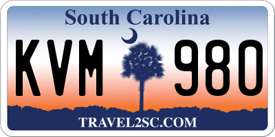 SC license plate KVM980