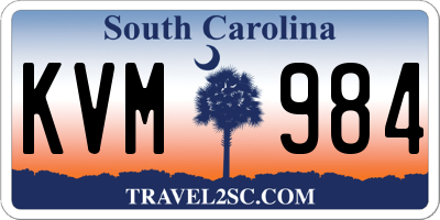 SC license plate KVM984