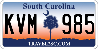 SC license plate KVM985