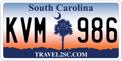 SC license plate KVM986