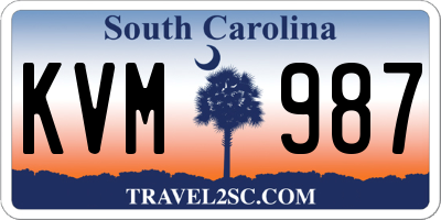 SC license plate KVM987