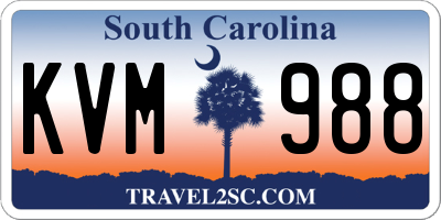 SC license plate KVM988