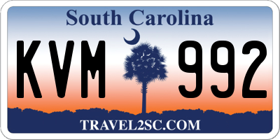 SC license plate KVM992