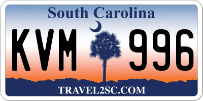 SC license plate KVM996