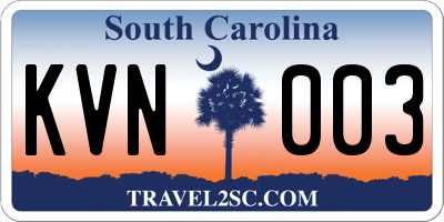 SC license plate KVN003