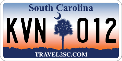 SC license plate KVN012