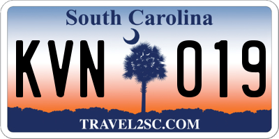 SC license plate KVN019