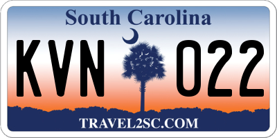 SC license plate KVN022
