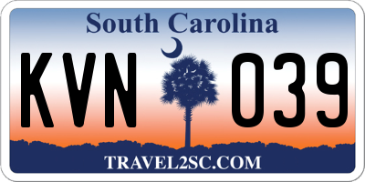 SC license plate KVN039