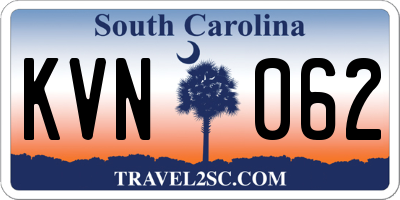 SC license plate KVN062