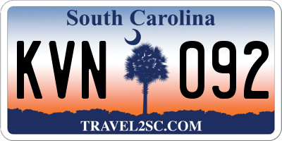 SC license plate KVN092
