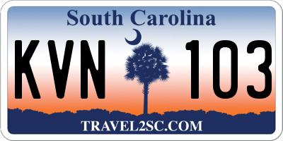 SC license plate KVN103