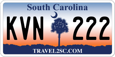 SC license plate KVN222