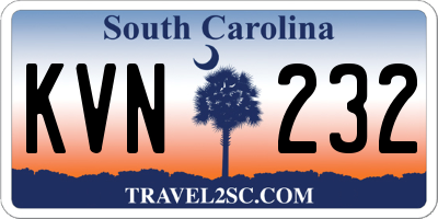 SC license plate KVN232
