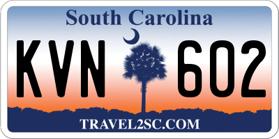 SC license plate KVN602