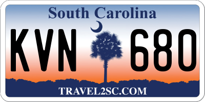 SC license plate KVN680